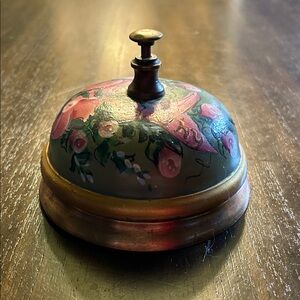 Floral Desk Bell with Pink and Green Design